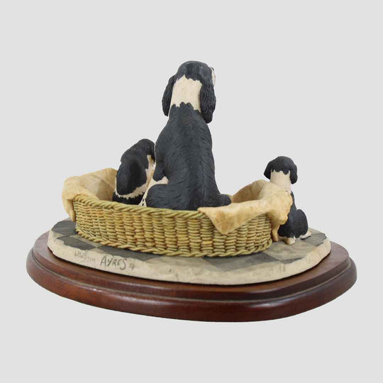 Springer Spaniel And Pups (Black and White) Border Fine Arts