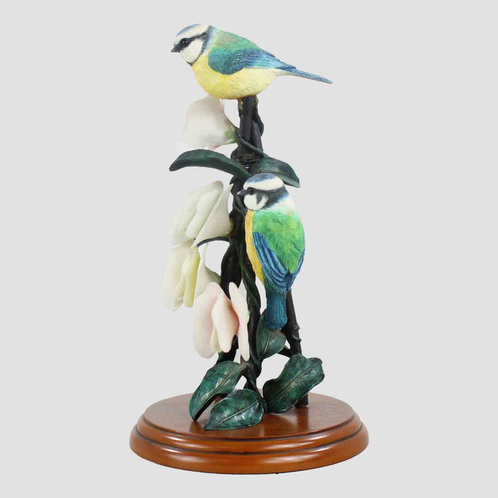 Pair Of Blue Tits And Sweet Pea Border Fine Arts Birds