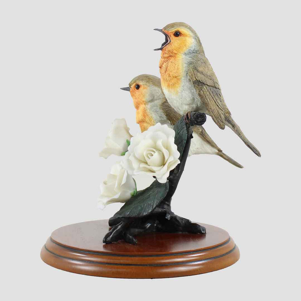 Pair Of Robins And Roses Border Fine Arts