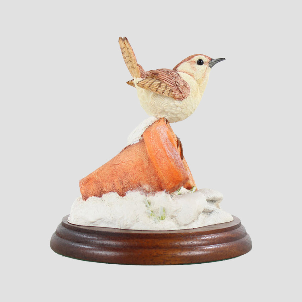 Wren On Snowy Plant Pot Border Fine Arts Birds