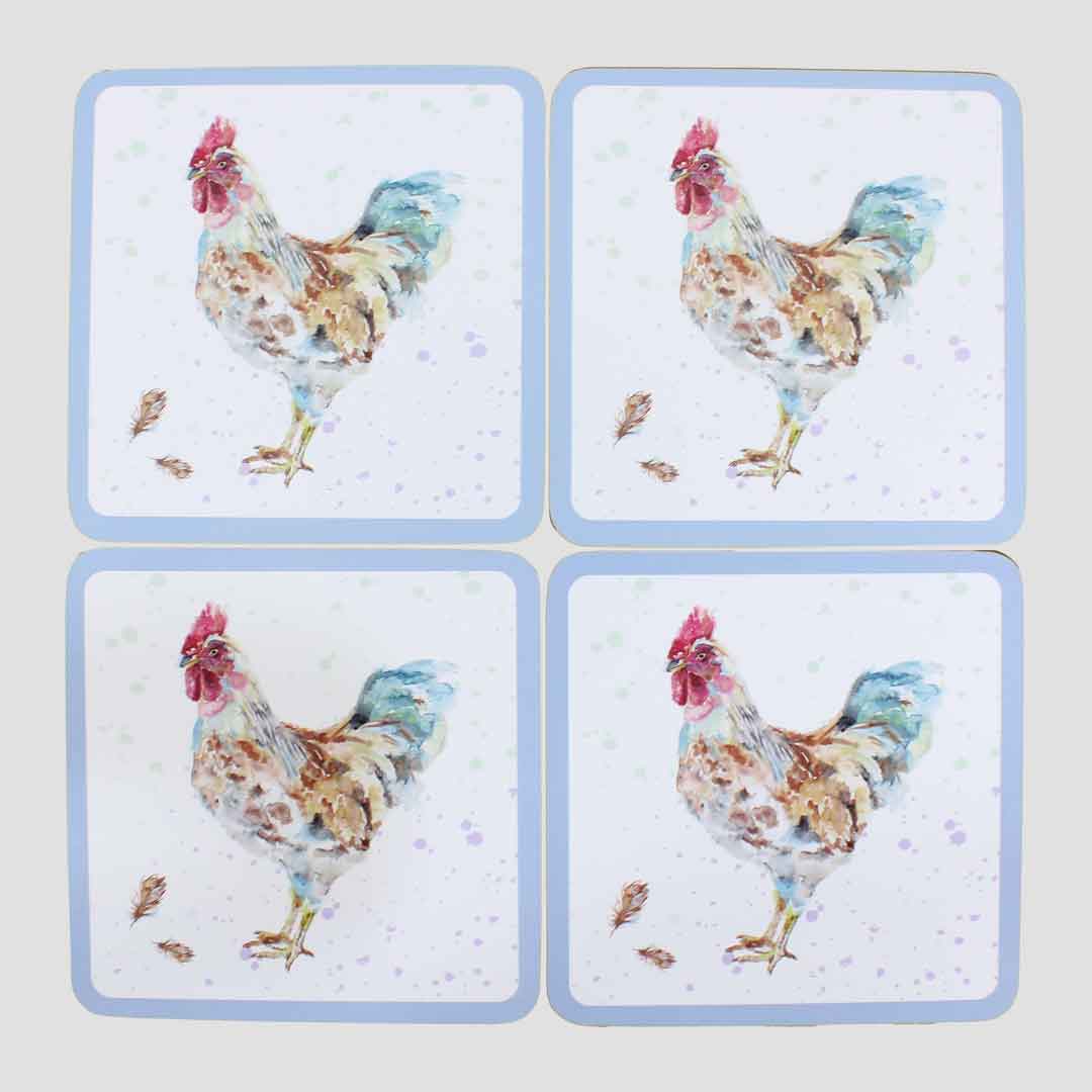 Country Cockerel Coaster Set