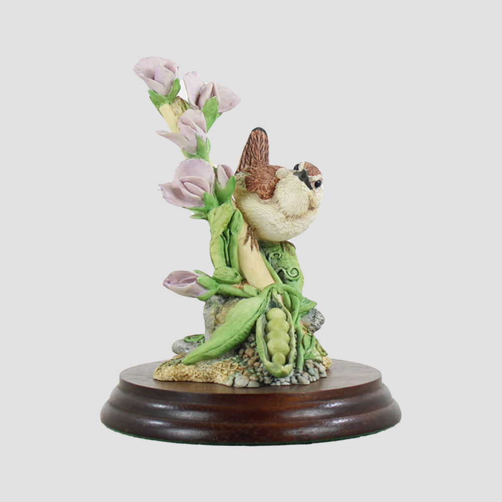 Wren On Peas border Fine Arts Birds