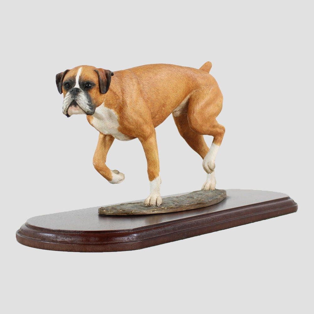 Boxer Tan On Plinth Border Fine Arts Dogs