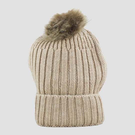 Bobble Hat in Beige