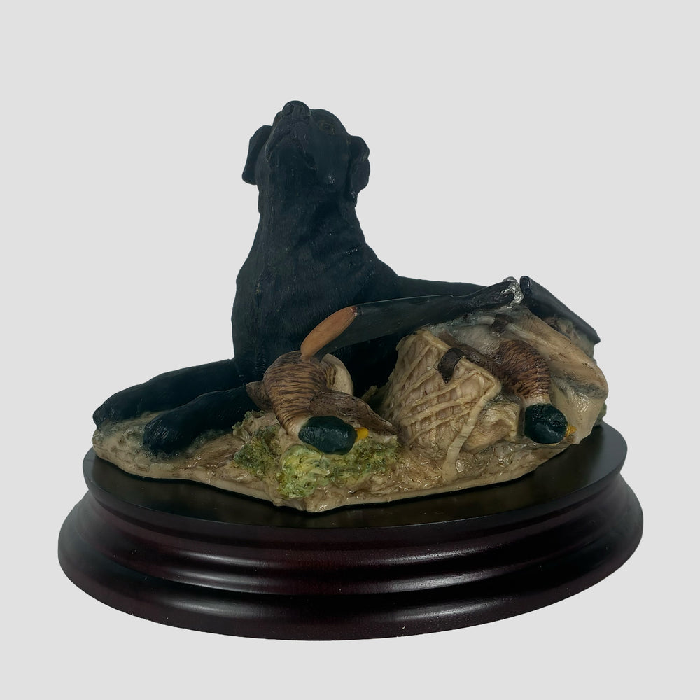 Black Labrador and  Gun Border Fine Arts Dog Model