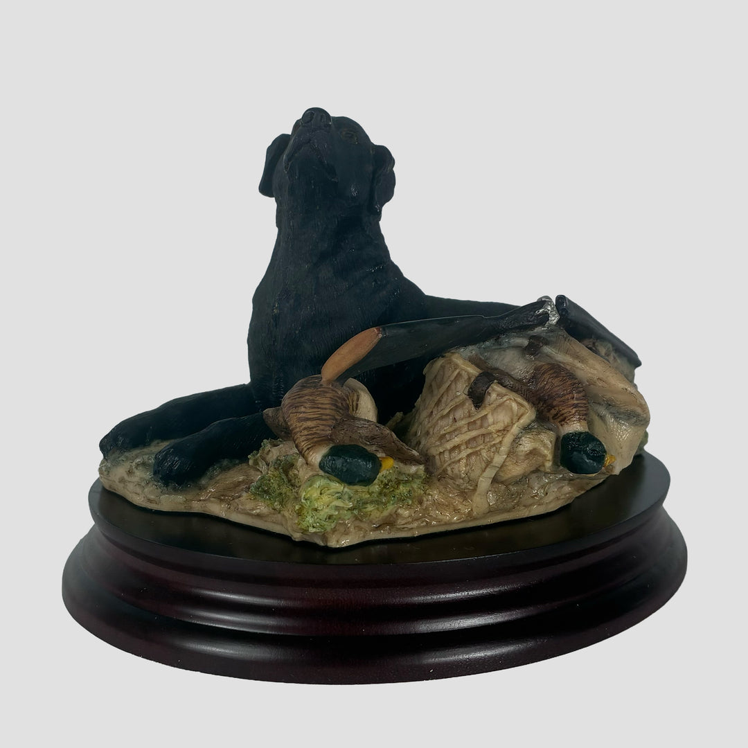 Black Labrador and  Gun Border Fine Arts Dog Model