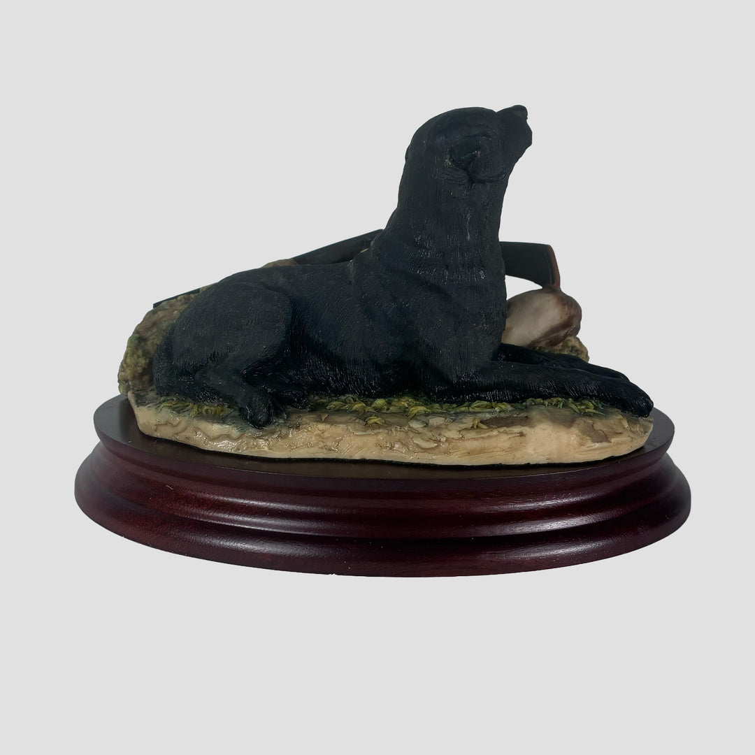 Black Labrador and  Gun Border Fine Arts Dog Model