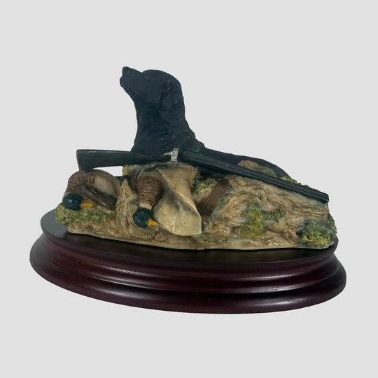 Black Labrador and  Gun Border Fine Arts Dog Model