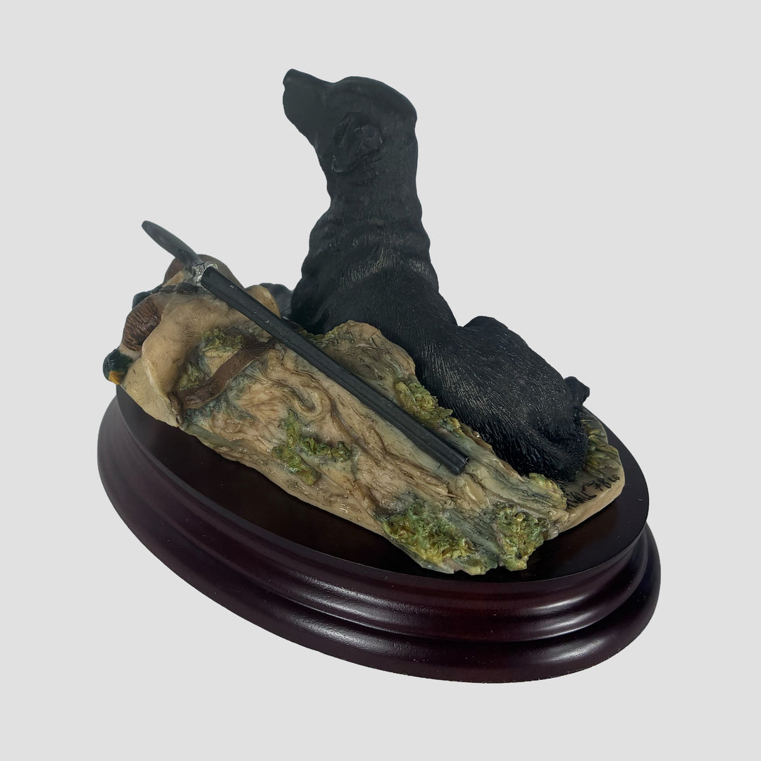 Black Labrador and  Gun Border Fine Arts Dog Model