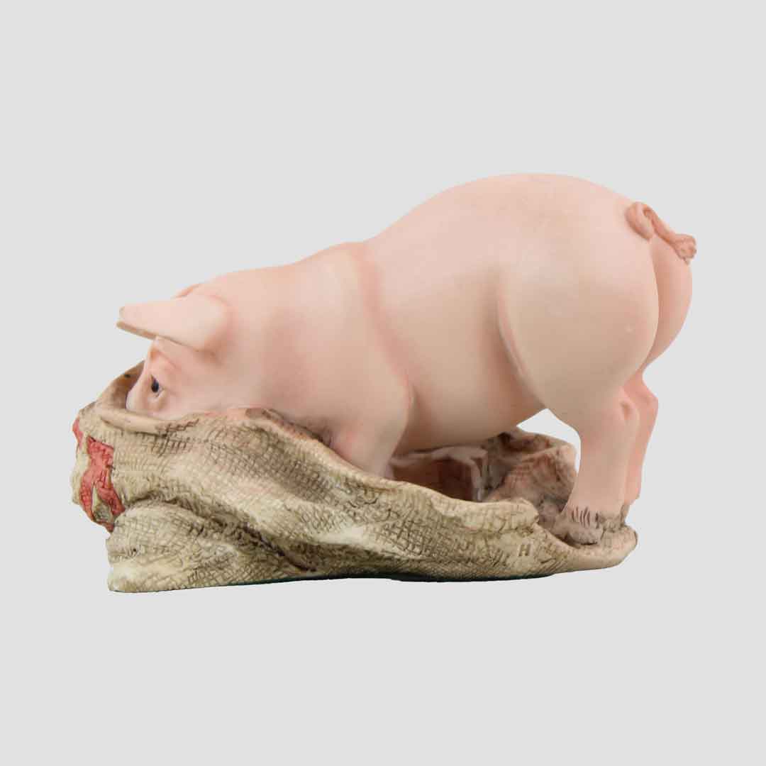 Pig Standing With Nose In Sack Border Fine Arts