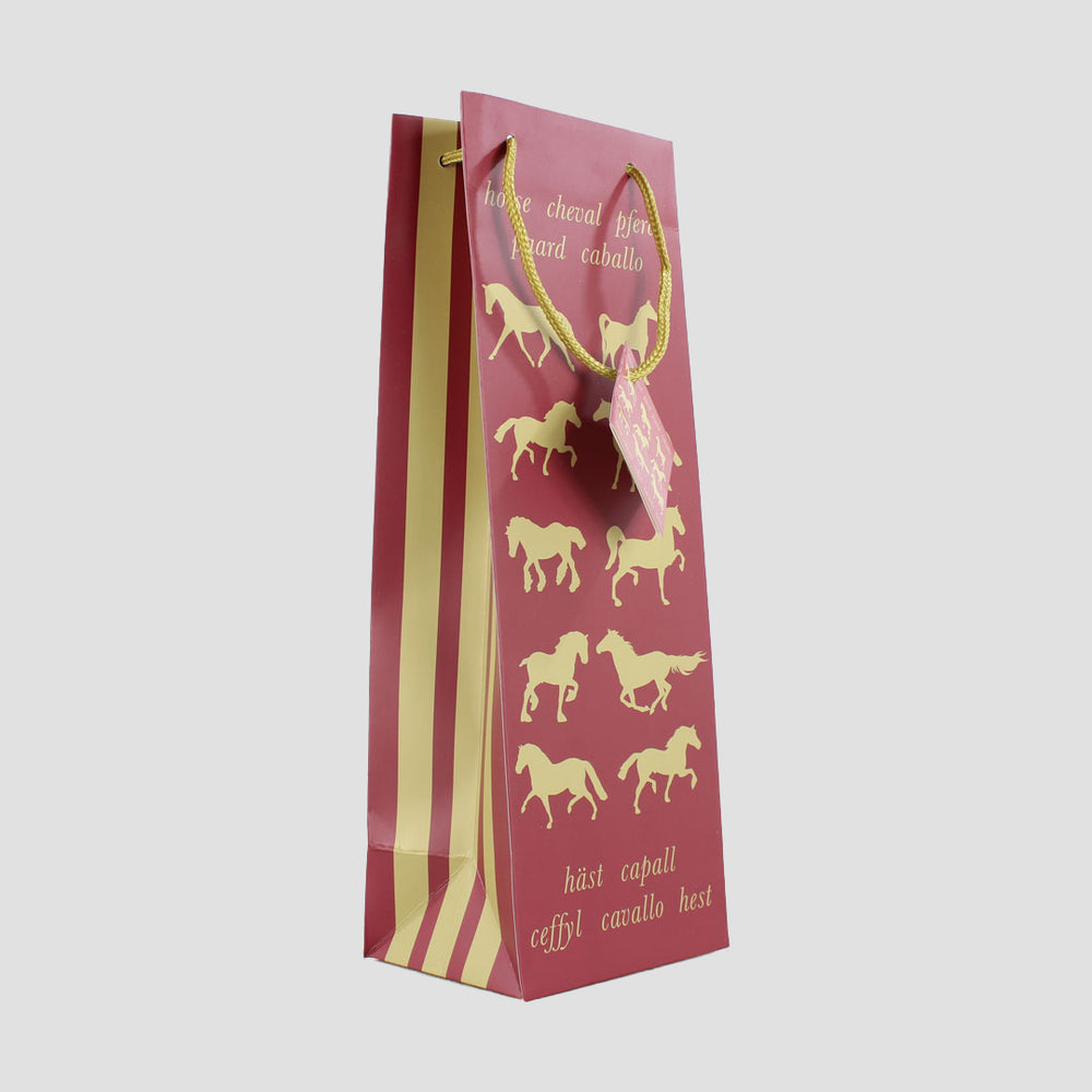 Horse Bottle Gift Bag (Maroon)