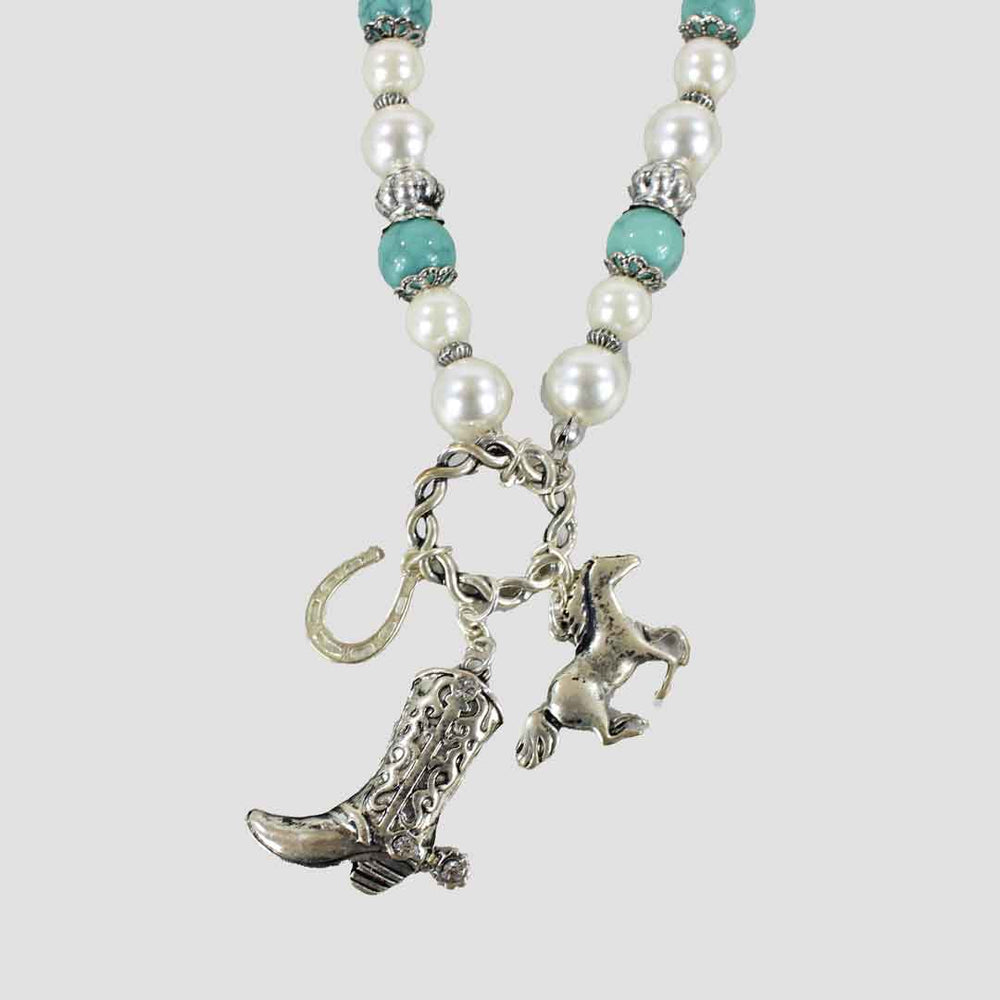 Boot Chain Silver - Cowboy Boot And Horse