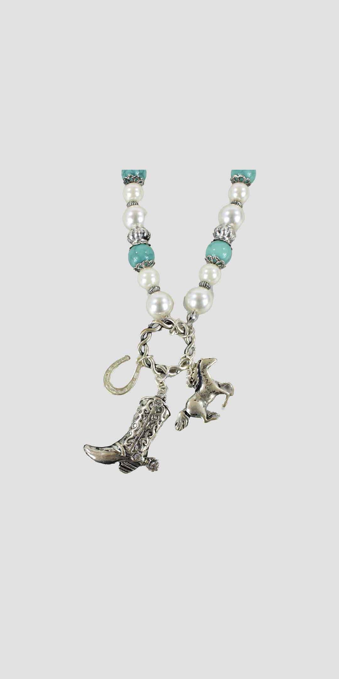 Boot Chain Silver - Cowboy Boot And Horse