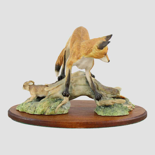 Fox With Rabbit (New Plinth) Border Fine Arts