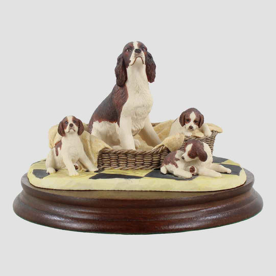 Springer Spaniel And Pups Liver and White Border Fine Arts