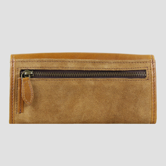 Lily Purse Antique Tan Leather With Suede