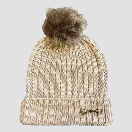 Bobble Hat with Snaffle Beige