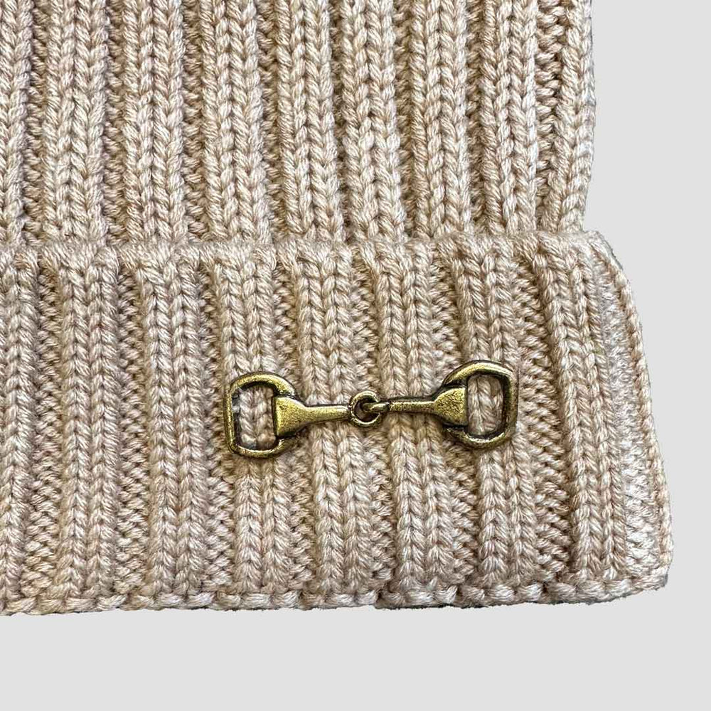 Bobble Hat with Snaffle Beige