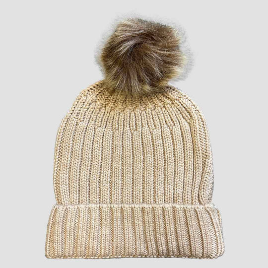 Bobble Hat with Snaffle Beige