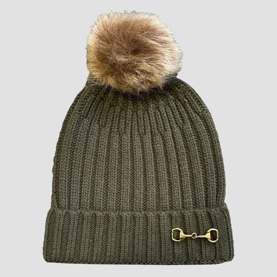 Bobble Hat with Snaffle Green
