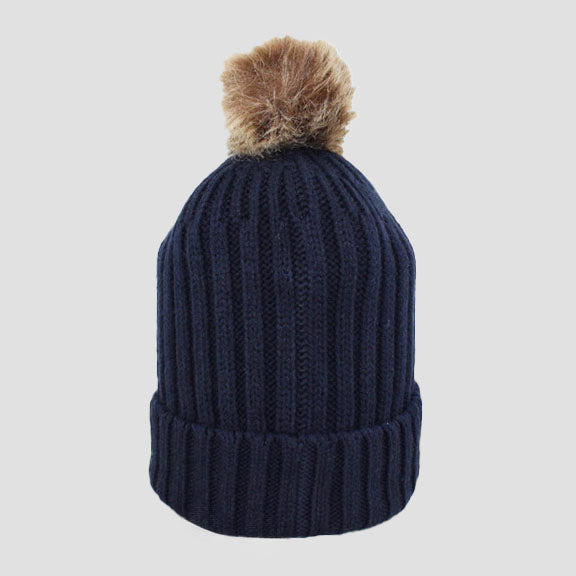 Bobble Hat Gold Horseshoe In Navy