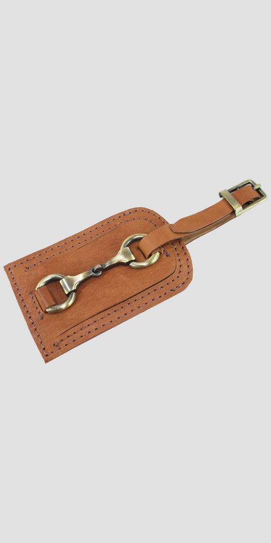 Luggage Tag With Snaffle Antique Tan