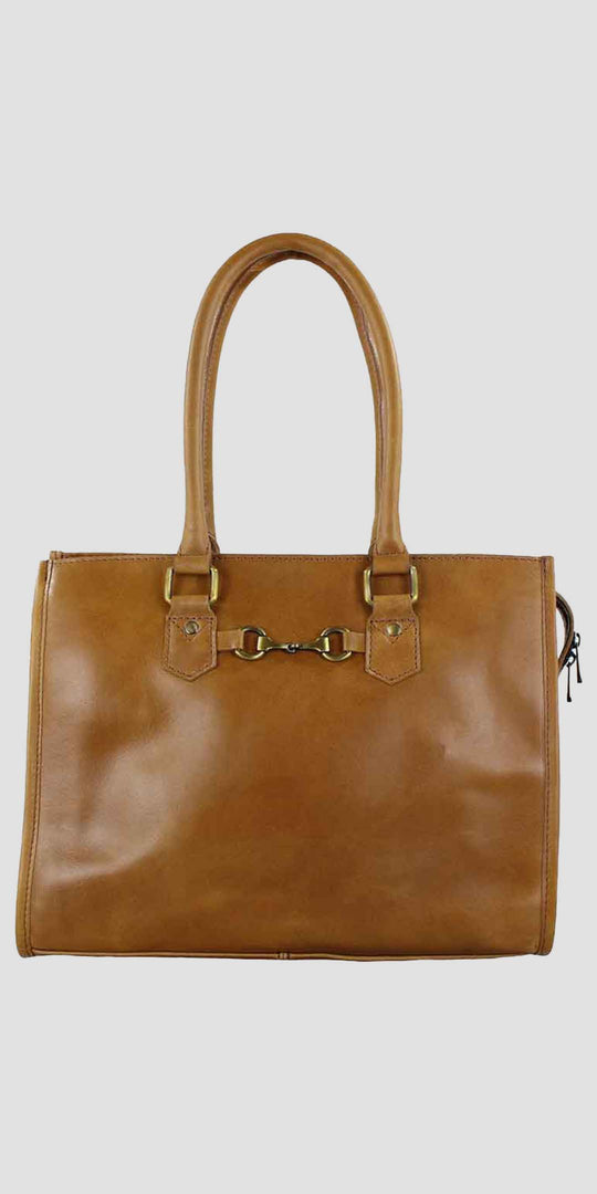 Abigail Snaffle Handbag In Antique Tan