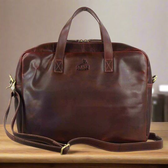 Adam 1922 Zip Top Case Dark Brown