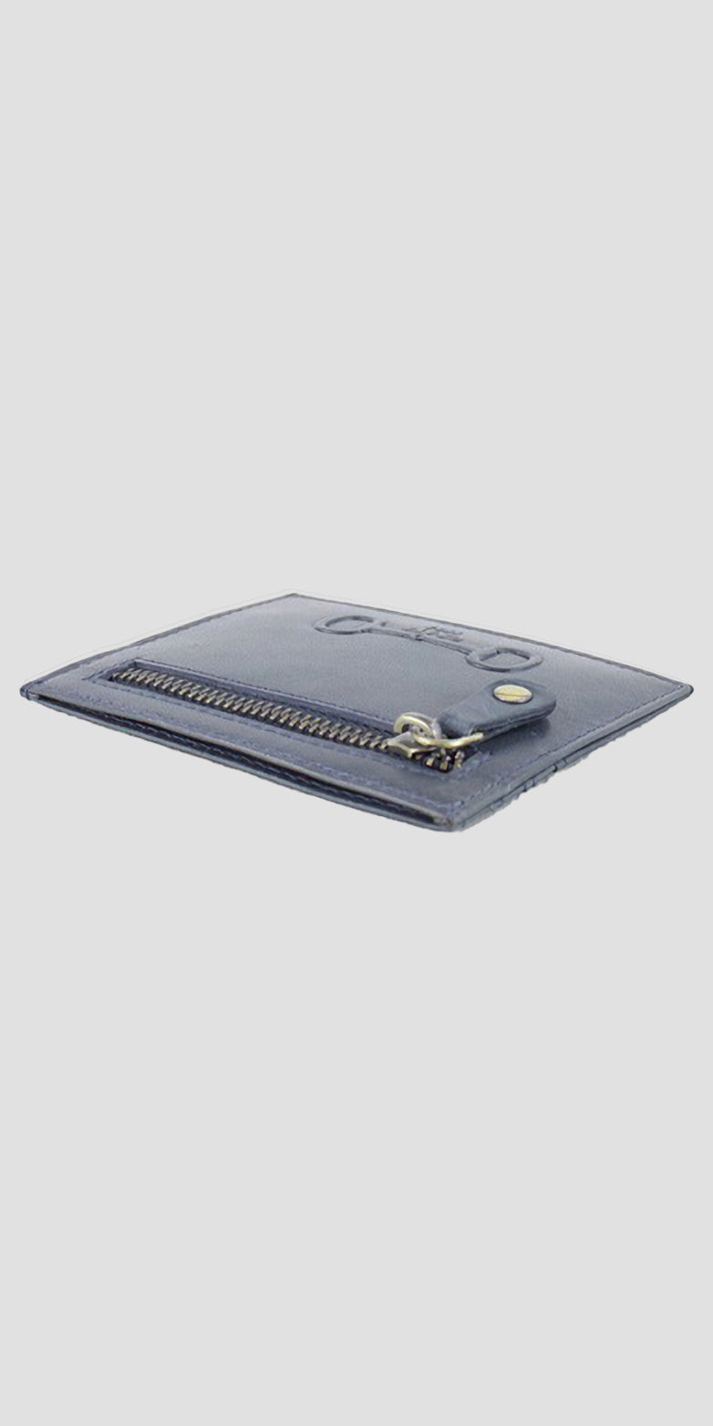 Alice Card Slip With Zip Leather Navy