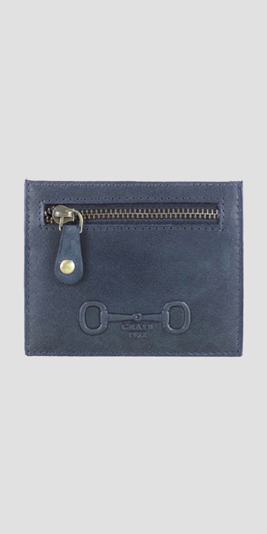 Alice Card Slip With Zip Leather Navy