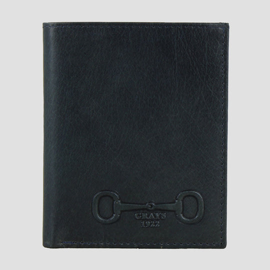 Folding Embossed Leather Card Slip Navy