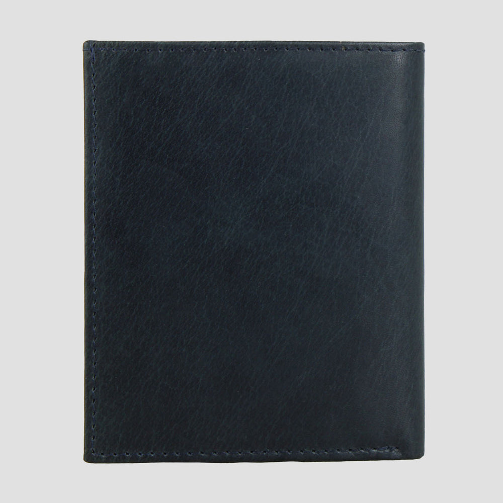 Folding Embossed Leather Card Slip Navy