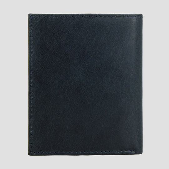 Folding Embossed Leather Card Slip Navy