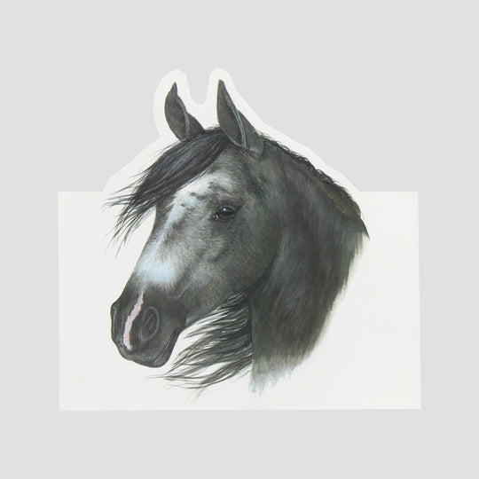 Spirited Horse Head Cut Out Card - Black