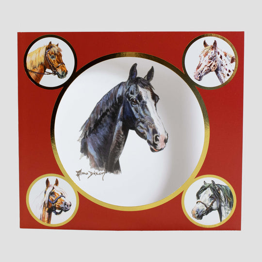 Black Horse Card In Red