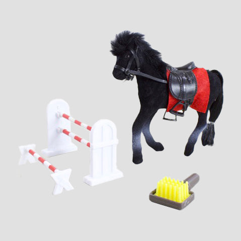 Toy Horse Black With Fence