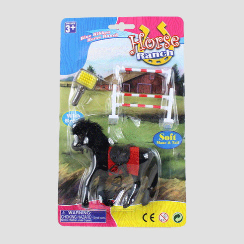 Toy Horse Black With Fence