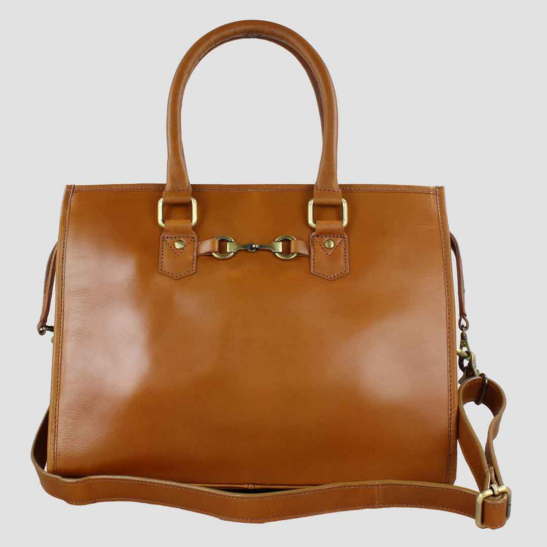 Abigail Snaffle Handbag Antique Tan With Suede
