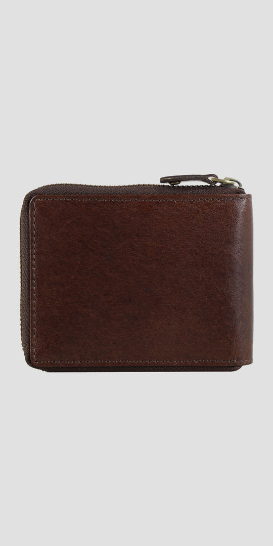 Barrington Round Zip Wallet Brown