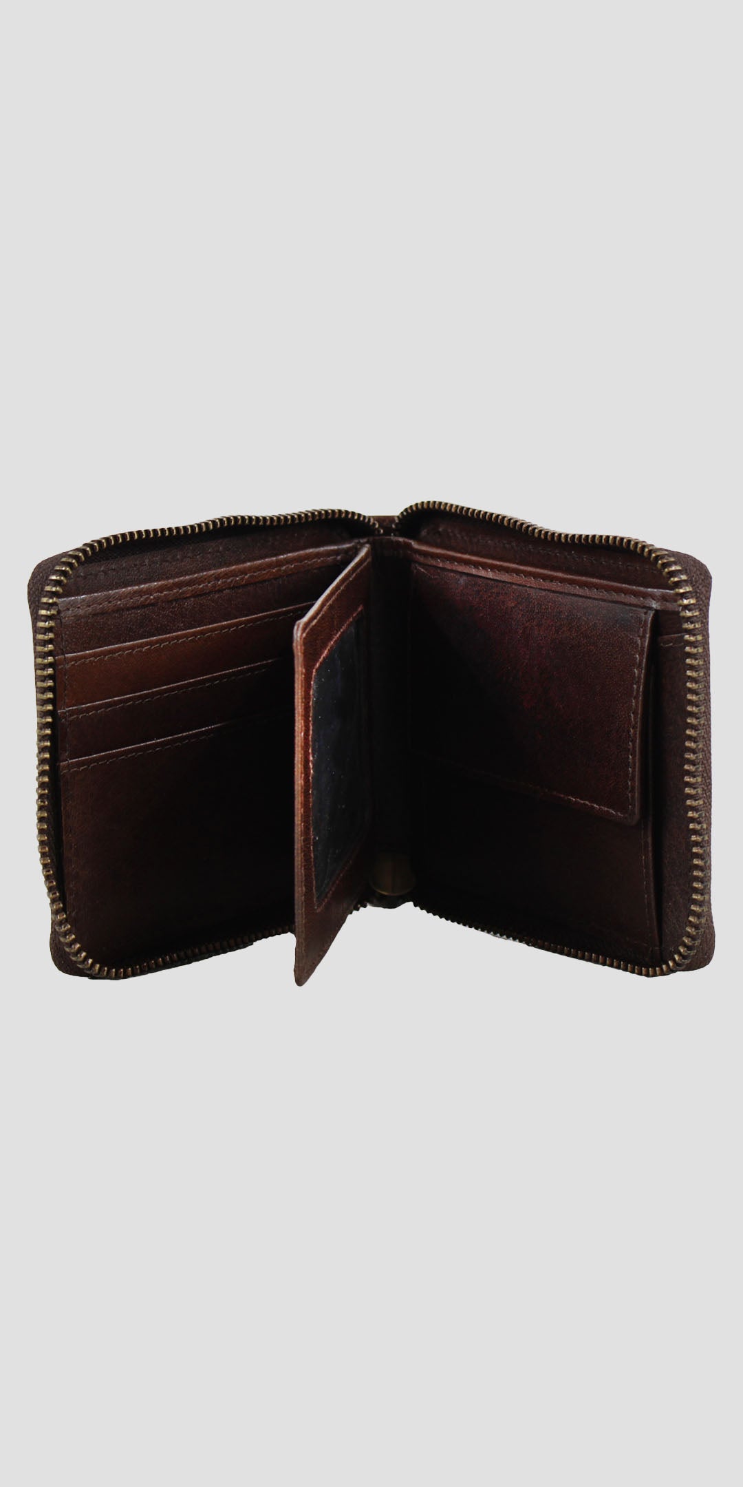 Barrington Round Zip Wallet Brown
