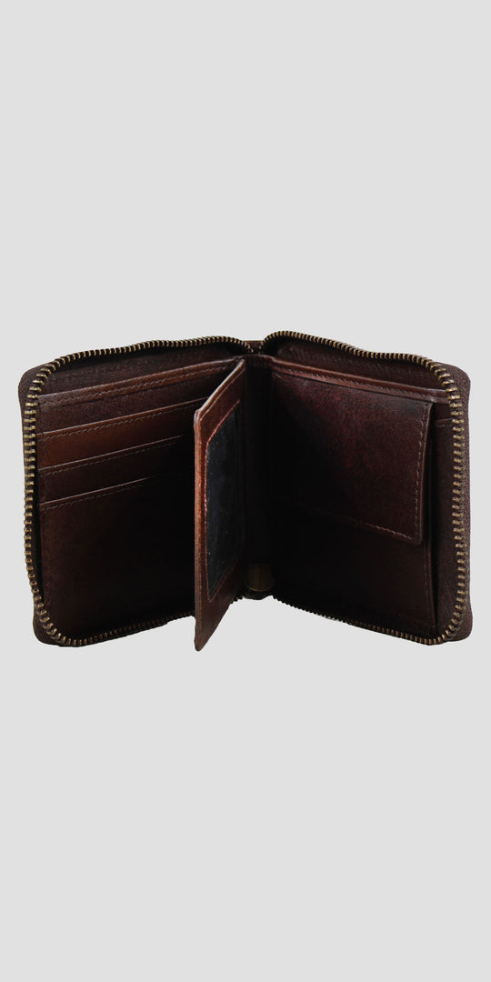 Barrington Round Zip Wallet Brown