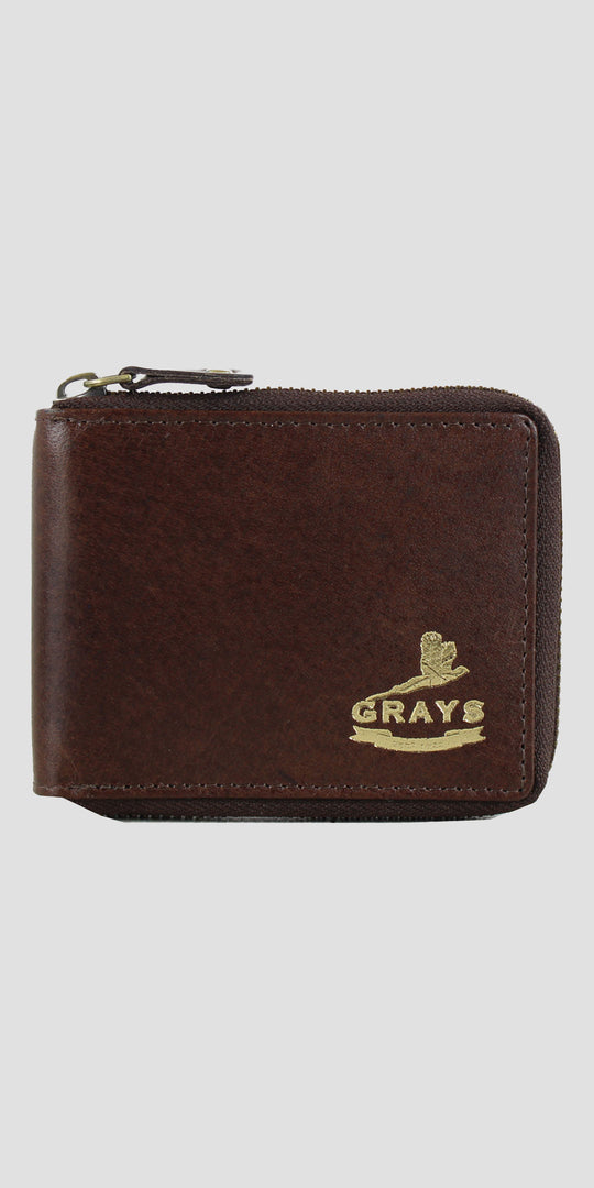 Barrington Round Zip Wallet Brown