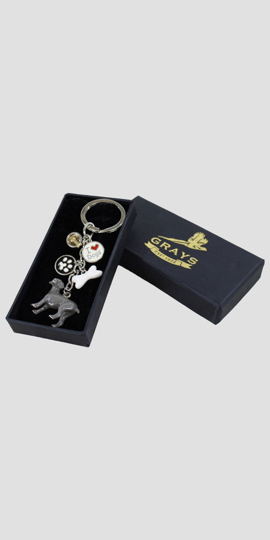 Charm Keyring Standing Dog Grey