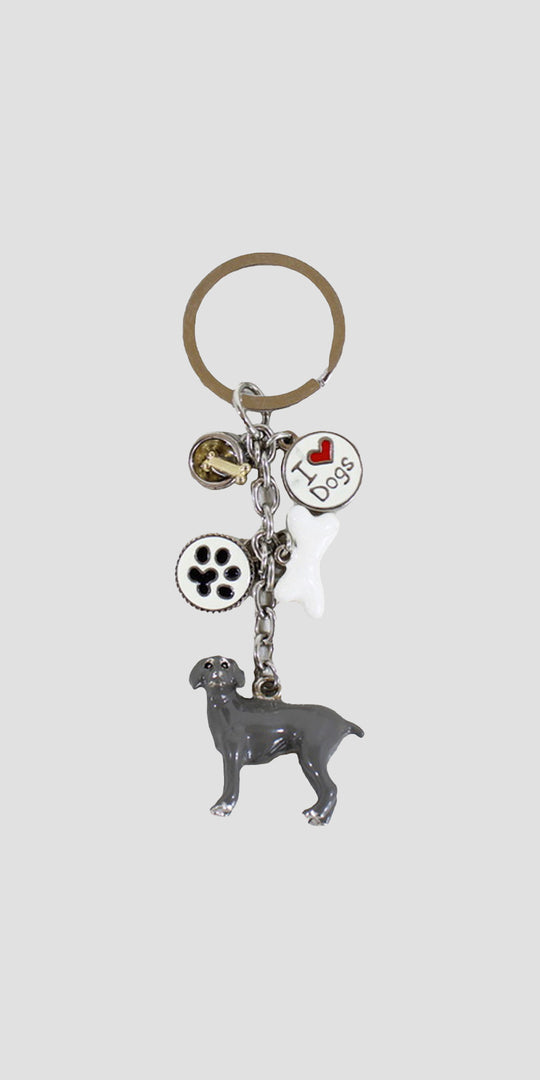 Charm Keyring Standing Dog Grey
