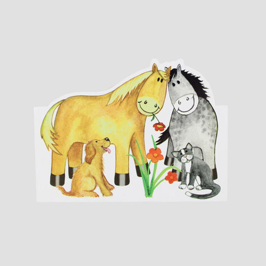 Pony Pals Cat And Dog Design Cut Out Card