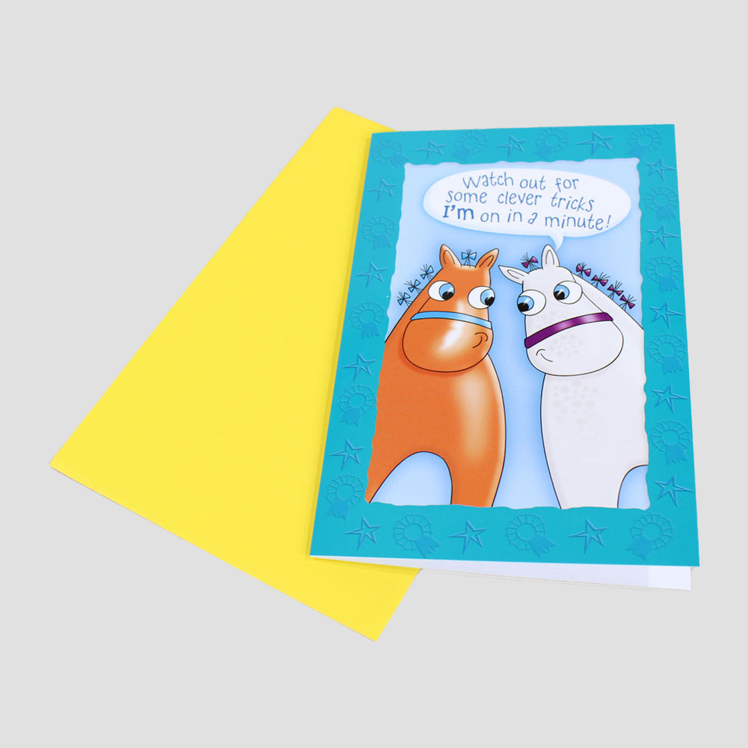 I'm On In A Minute Horse Crazy Birthday Card