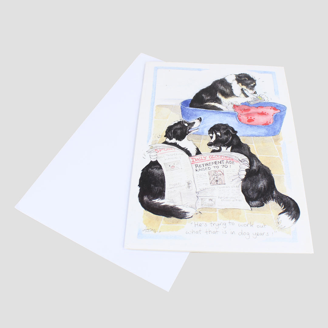 Pensions Crisis Alison's Animals Border Collie Card