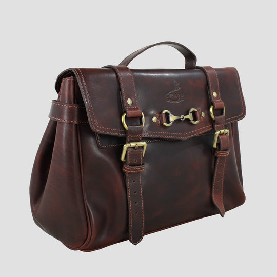 Emma Satchel Handbag In Natural Leather Brown