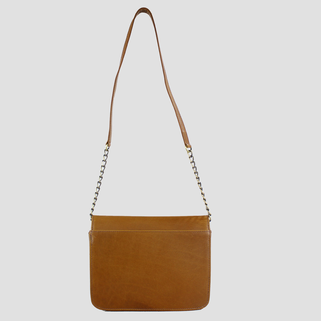 Emma Evening Bag In Natural Leather Tan