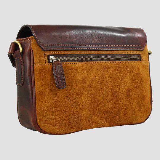 Charlotte Shoulder Bag Brown Leather And Suede